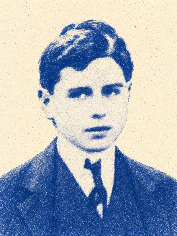 Portrait de Albert Cohen en risographie bleue