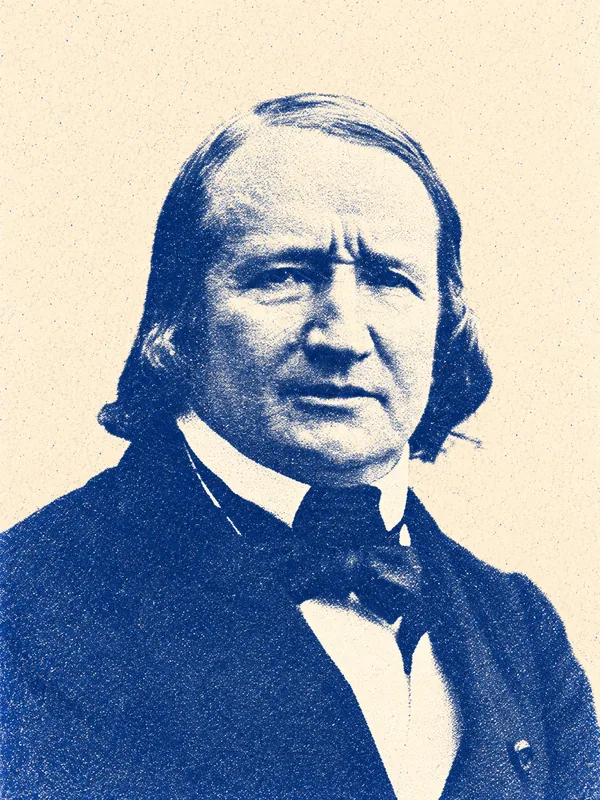 Portrait de Alfred de Vigny en risographie bleue