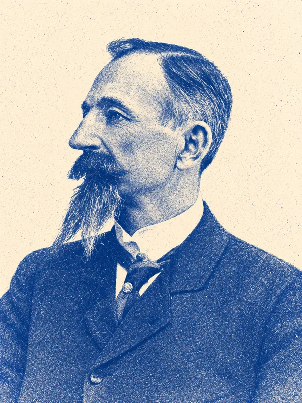 Portrait de Arsène Vermenouze en risographie bleue