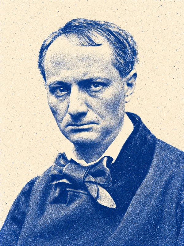 Portrait de Charles Baudelaire en risographie bleue