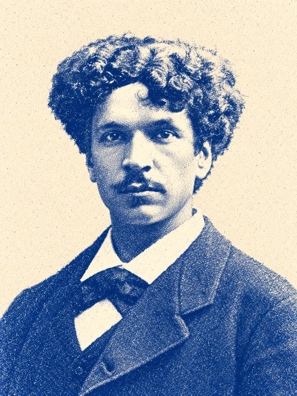 Portrait de Charles Cros en risographie bleue