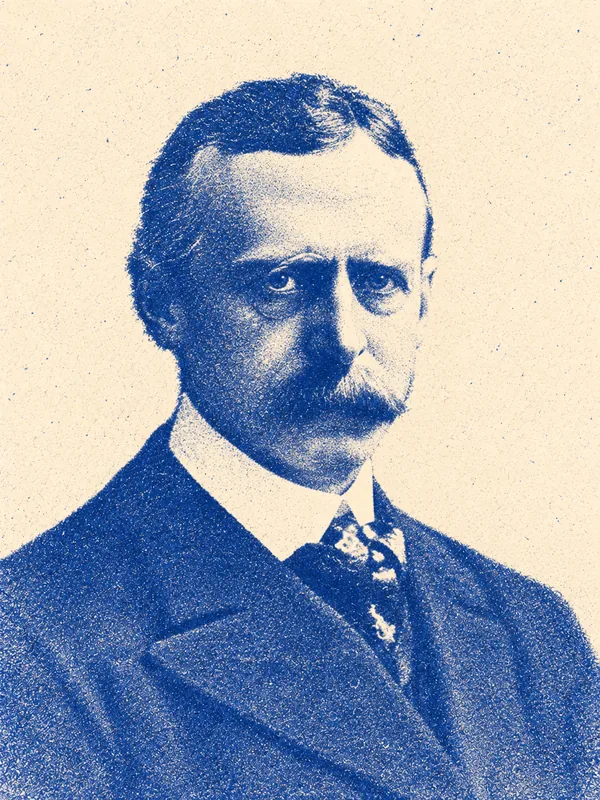 Portrait de Charles Van Lerberghe en risographie bleue