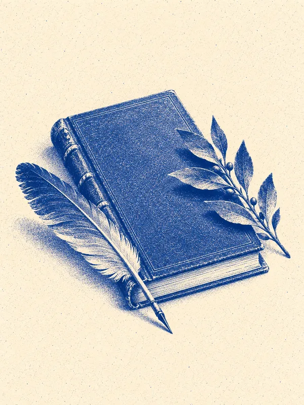 Illustration littéraire en risographie bleue pour Delphis de La Cour