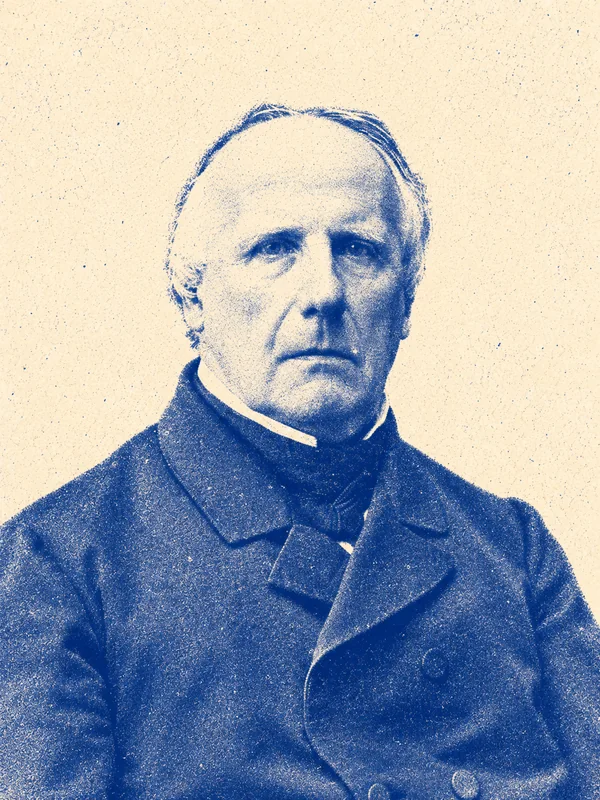 Portrait de Edgar Quinet en risographie bleue
