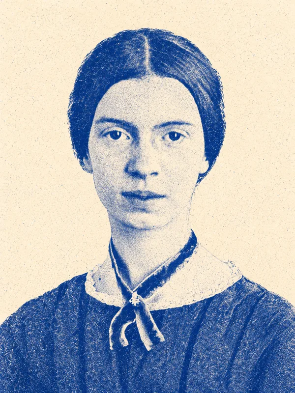 Portrait de Emily Dickinson en risographie bleue