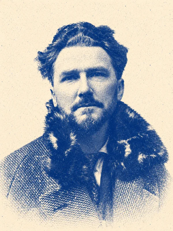 Portrait de Ezra Pound en risographie bleue