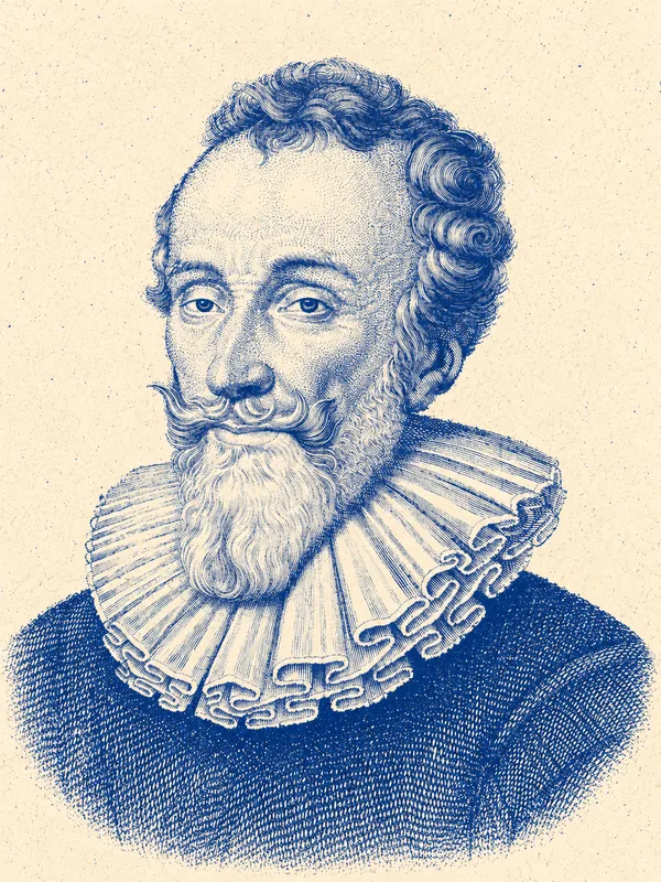 Portrait de François de Malherbe en risographie bleue