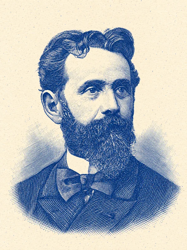 Portrait de François Fabié en risographie bleue