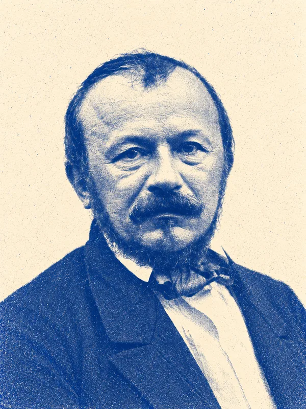 Portrait de Gérard de Nerval en risographie bleue