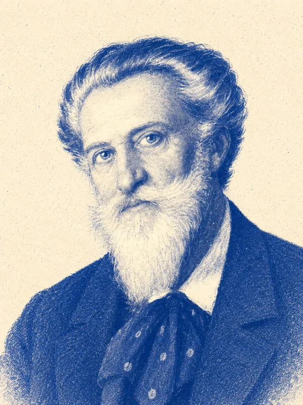 Portrait de Gustave Rivet en risographie bleue