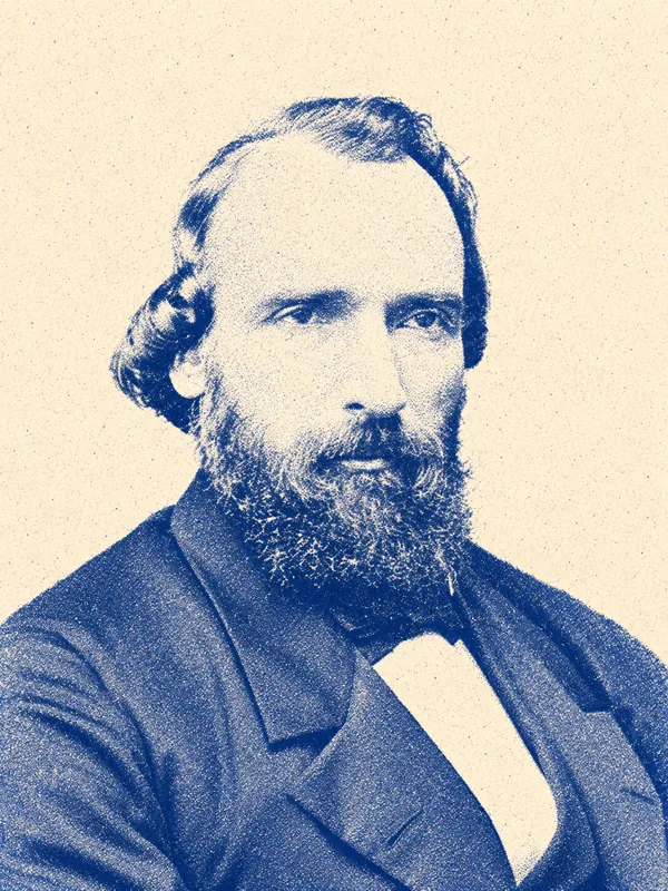 Portrait de Henri-Frédéric Amiel en risographie bleue