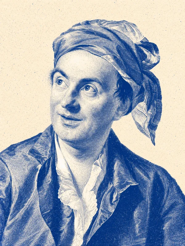 Portrait de Jean-François Marmontel en risographie bleue