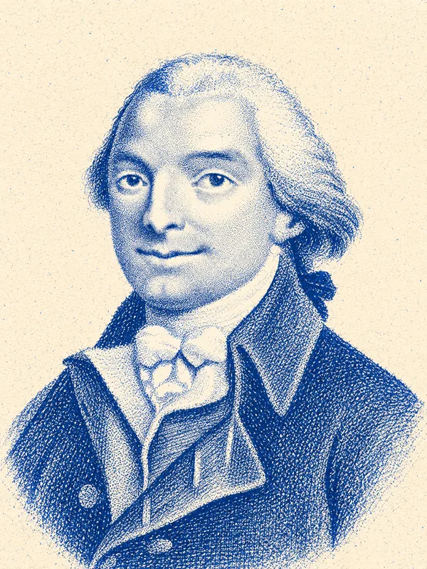 Portrait de Jean-Pierre Claris de Florian en risographie bleue