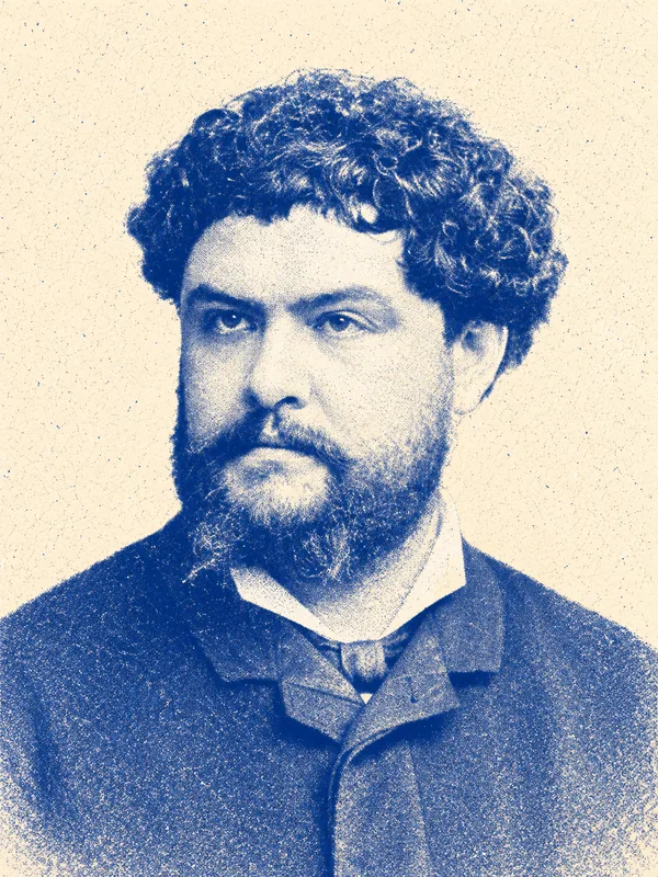 Portrait de Jean Richepin en risographie bleue