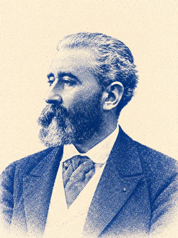 Portrait de José-Maria de Heredia en risographie bleue