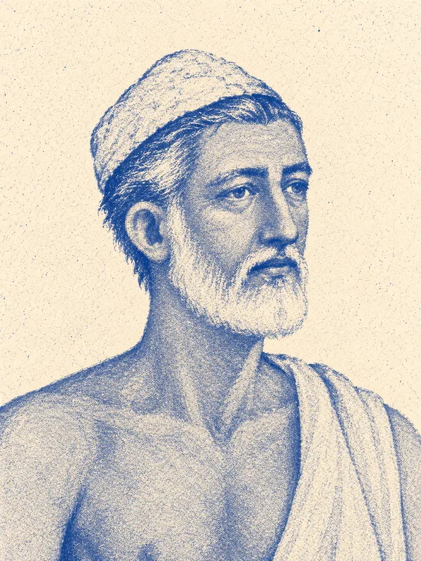 Portrait de Kabir en risographie bleue