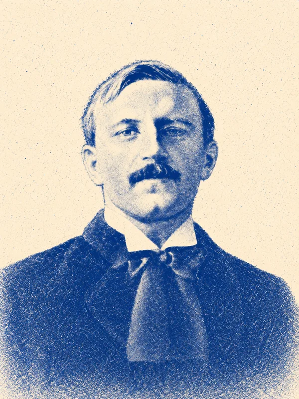 Portrait de Léon Deubel en risographie bleue