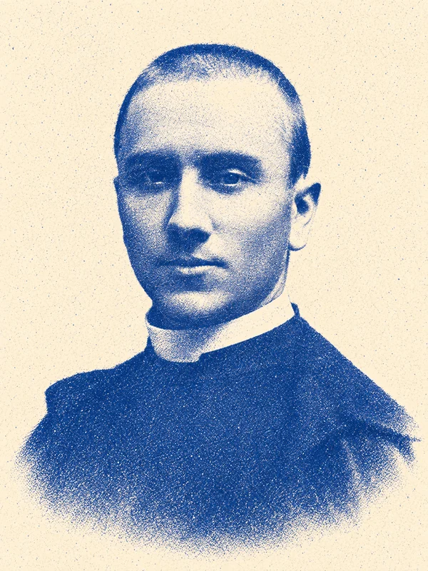 Portrait de Louis Le Cardonnel en risographie bleue