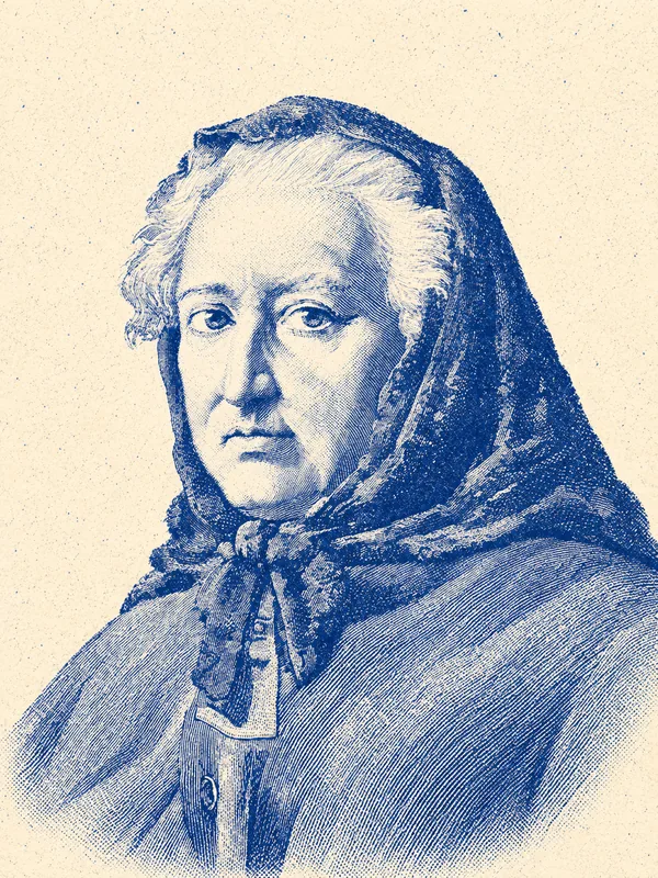 Portrait de Louise Ackermann en risographie bleue