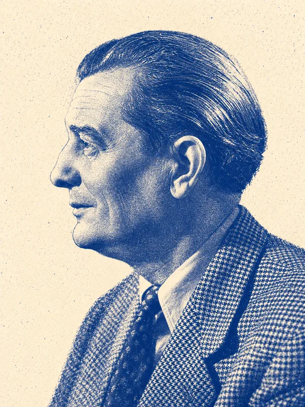 Portrait de Marcel Pagnol en risographie bleue