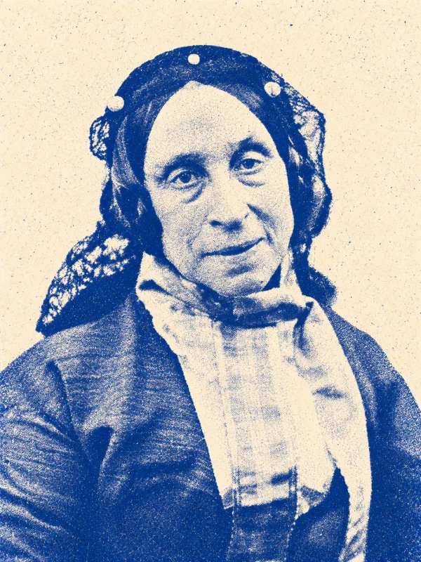 Portrait de Marceline Desbordes Valmore en risographie bleue