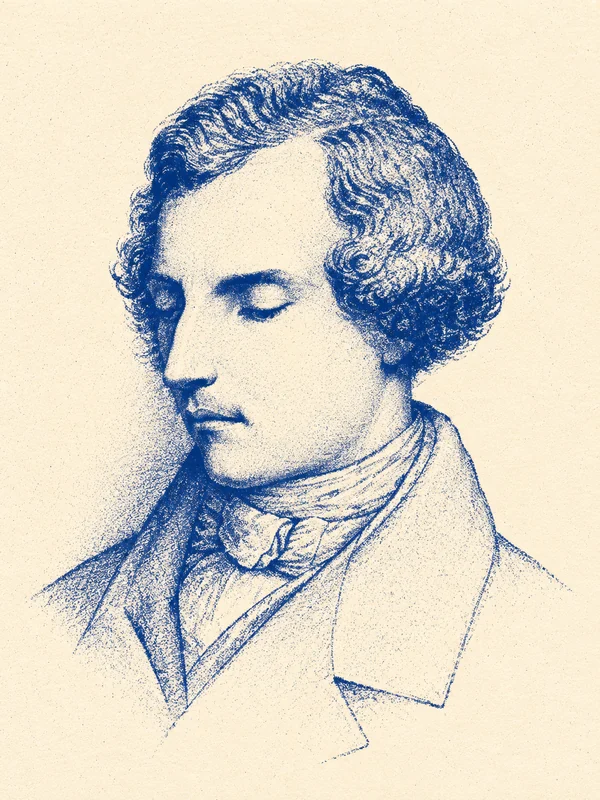 Portrait de Maurice de Guérin en risographie bleue
