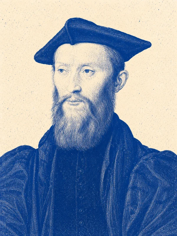 Portrait de Mellin de Saint-Gelais en risographie bleue
