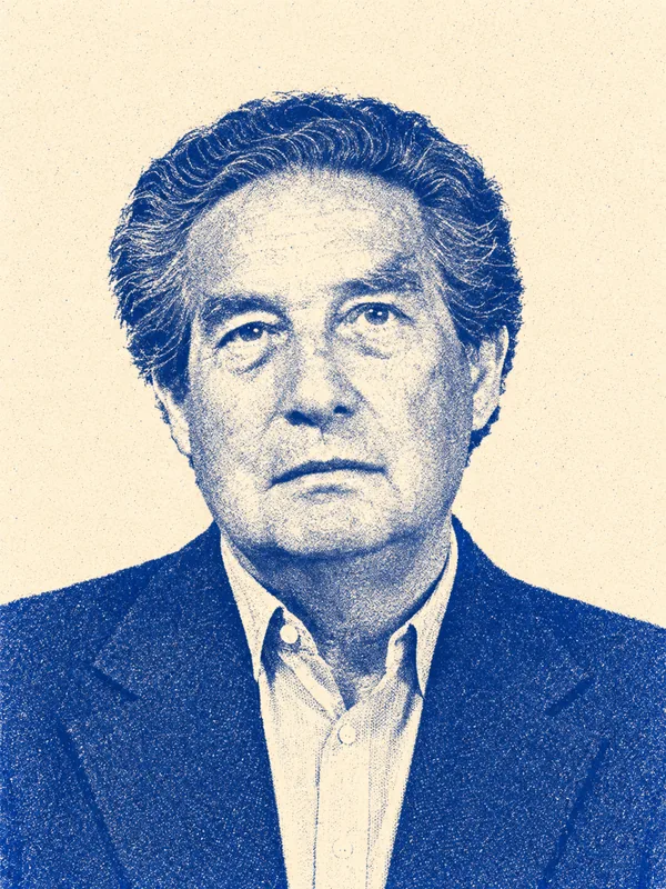 Portrait de Octavio Paz en risographie bleue