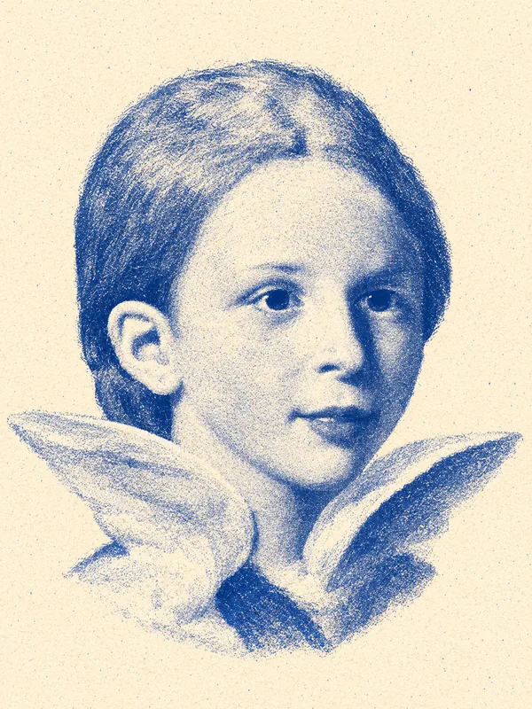 Portrait de Ondine Valmore en risographie bleue