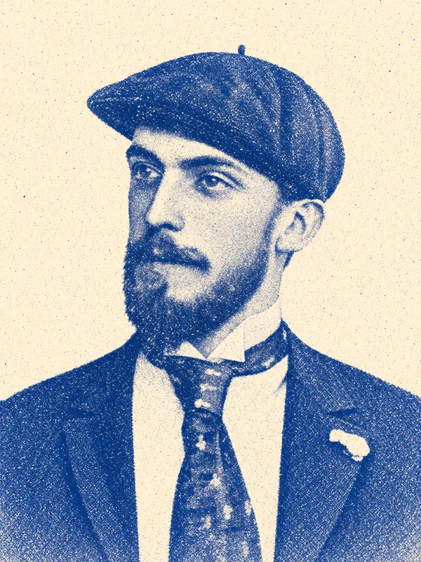 Portrait de Paul-Jean Toulet en risographie bleue