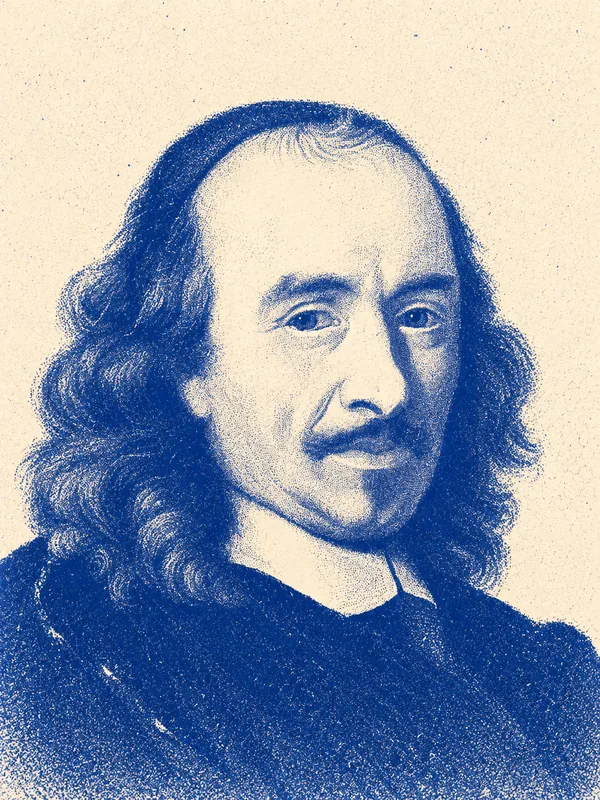 Portrait de Pierre Corneille en risographie bleue