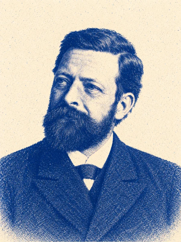 Portrait de Pierre de Nolhac en risographie bleue