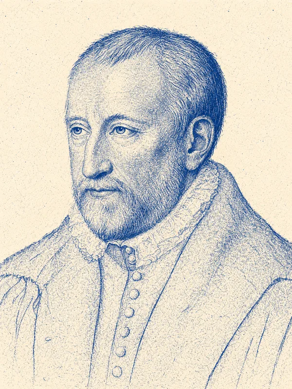 Portrait de Pierre de Ronsard en risographie bleue