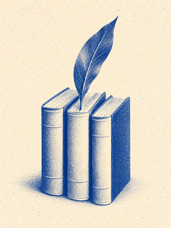 Illustration littéraire en risographie bleue pour Poésie.io