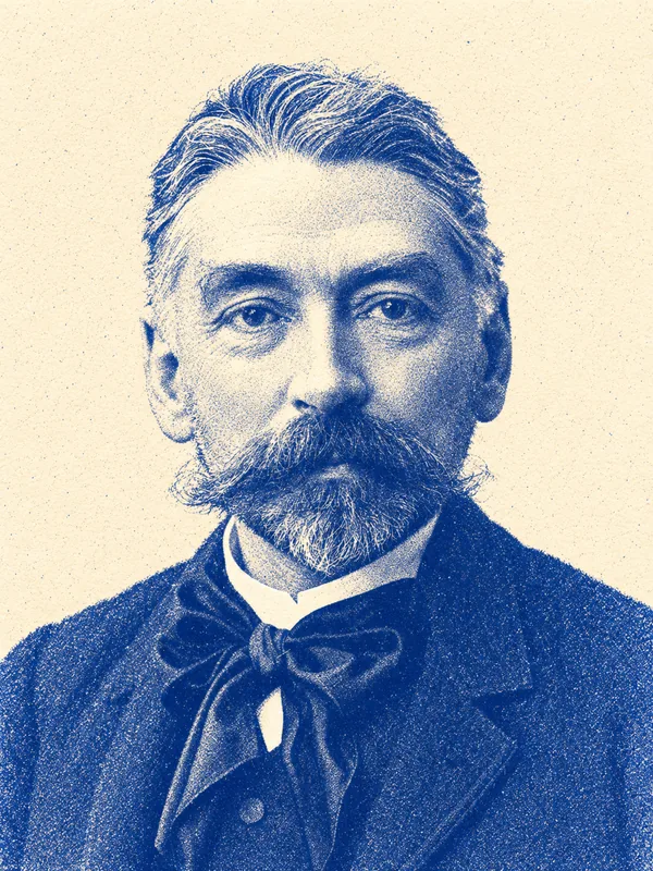 Portrait de Stéphane Mallarmé en risographie bleue