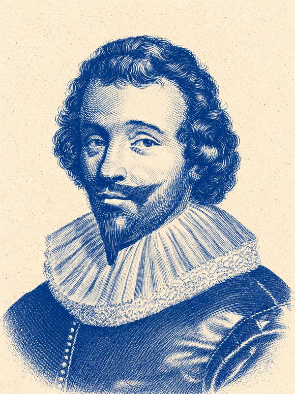 Portrait de Théophile de Viau en risographie bleue