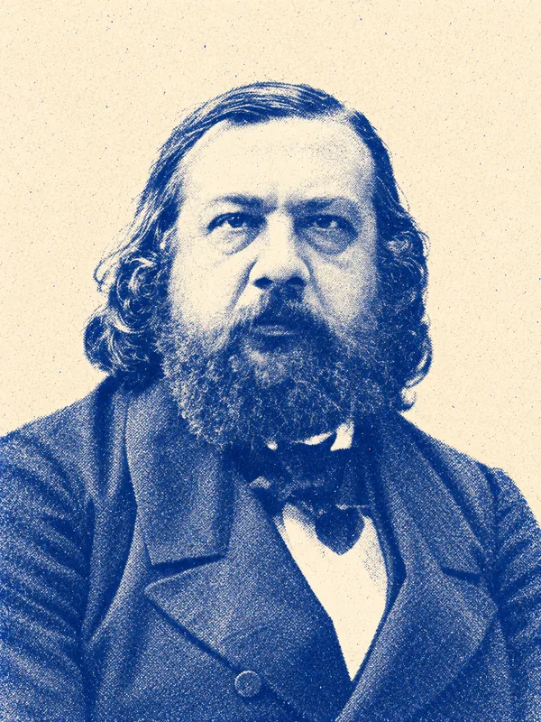 Portrait de Thépohile Gautier en risographie bleue