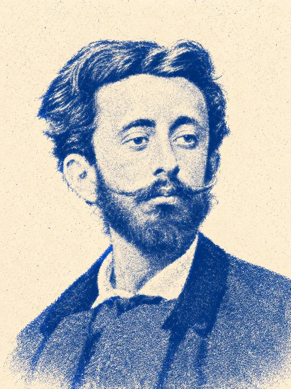 Portrait de Tristan Corbière en risographie bleue