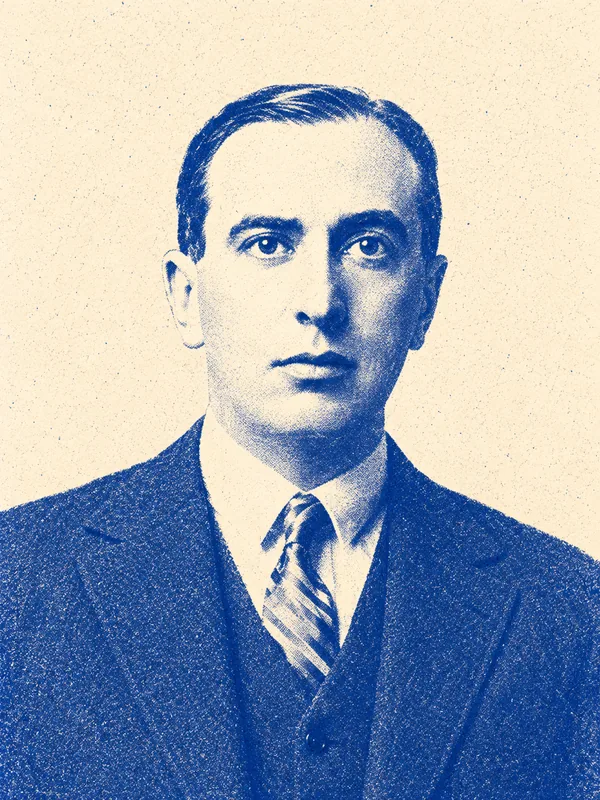 Portrait de Vicente Huidobro en risographie bleue