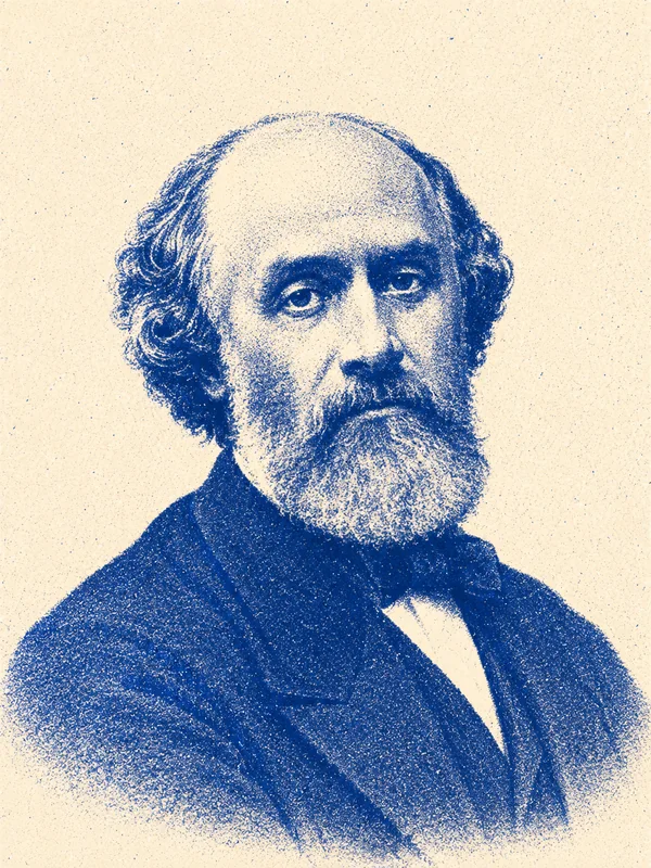 Portrait de Victor de Laprade en risographie bleue