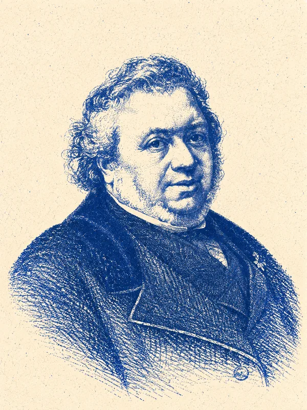 Portrait de Xavier Boniface en risographie bleue